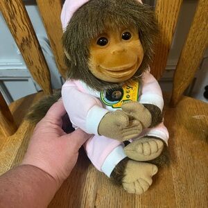 Joey the monkey with pacifier Plush Monkey in Pink Outfit- NWT